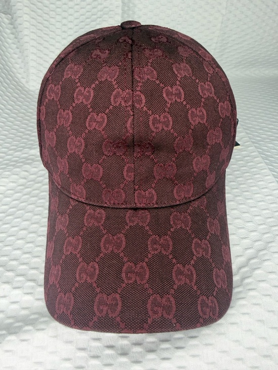 Gucci Accessories - UNISEX GUCCI GG MONOGRAM CANVAS BASEBALL CAP BURGUNDY ADJUSTABLE HAT
